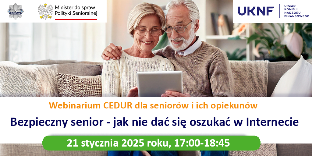 Zał. 2 Grafika webinarium CEDUR dla seniorów i ich opiekunów 21 stycznia 2025 roku
