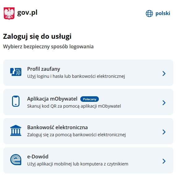 Wybierz sposób logowania